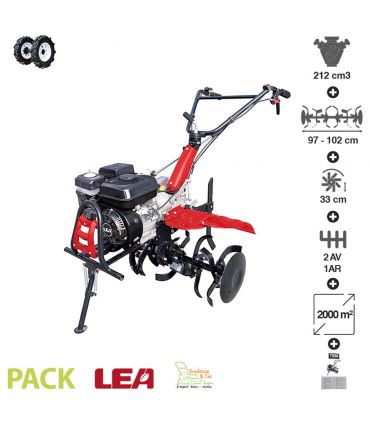 Motoculteur thermique avec roues pneumatiques travail 102cm vitesses 2AV-1AR LEA LE42212-97W21