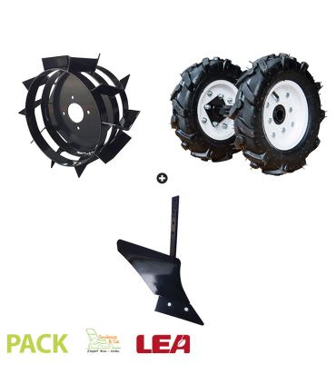 Pack charrue monosoc, roues agraires et fer LEA pour motobineuse et motoculteur toutes marques