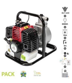 Motopompe 2 temps 42,7 cm3 2cv débit 15000l/h Fermier GF-1343 raccord 1 pouce Motopompe 2 temps 42,7 cm3 2cv débit 15000l/h Fermier GF-1343 raccord 1 pouce