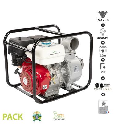 Pompe à eau thermique 13Cv 389cm3 débit 80 m3/h Fermier GF-2059 raccord 4 pouces