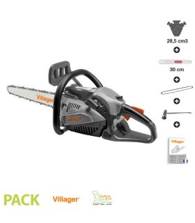 Tronçonneuse élagueuse thermique 1,4cv 29cc guide Oregon 30 cm anti-vibration Villager VGS 3011PE