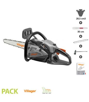Tronçonneuse élagueuse thermique 1,4cv 29cc guide Oregon 30 cm anti-vibration Villager VGS 3011PE