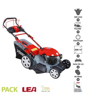 Tondeuse à gazon démarrage électrique mulching 200cm3 lame 56cm bac 60 litres DUNSCH DU12201-56B3ES