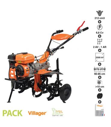 Motoculteur thermique transformable 6,8 cv travail 85cm vitesses 2AV 1AR VILLAGER VTB 8422