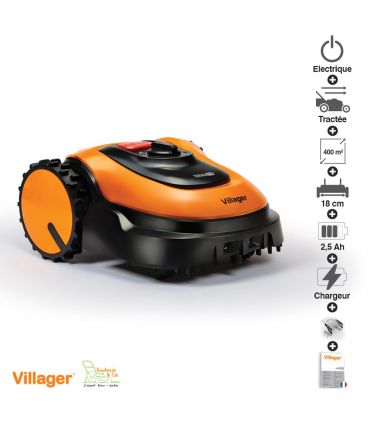 Robot tondeuse autonome 18V batterie 2,5Ah Villybot 2.0 pour 400m2 de tonte