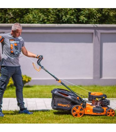 Tondeuse thermique autotractée moteur puissant 173cm3 4,1 cv coupe 50cm mulching VILLAGER Atlas 5111T