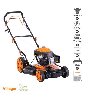 Tondeuse à gazon mulching autopropulsée146cm3 3,5 cv lame 50cm VILLAGER Atlas 5101T