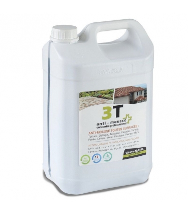 Antimousse 3T 5 litres concentré pour 1000 m² de traitement  toit toiture mur et sol