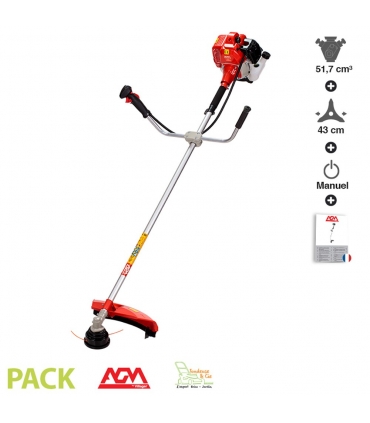 Débroussailleuse thermique 2 temps 52 cm3 coupe 42cm lame 3 dents harnais VILLAGER AGM520E