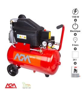 Compresseur d'air 1100W 1,5cv cuve 24 litres Villager AGM24l