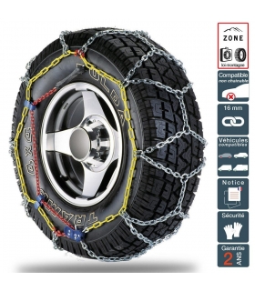 Chaines neige 4x4 SUV Utilitaires 16mm pneu 205/65R16 homologuées loi Montagne