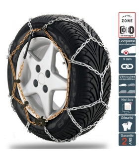 Chaines à neige pneu 175/65-15 175/70-14 195/40-17 loi Montagne 9mm