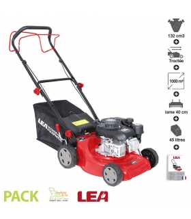 Tondeuse thermique tractée 4 temps 132cm3 coupe 40cm bac 45 litres LEA Tondeuse thermique tractée 4 temps 132cm3 coupe 40cm bac 45 litres LEA