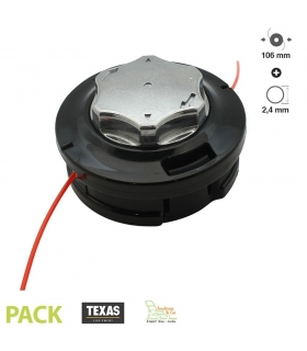 Tête de débroussailleuse PRO base aluminium TEXAS fil 2,4mm diamètre 106mm filetage 10 x 1.25 Tête de débroussailleuse PRO base aluminium TEXAS fil 2,4mm diamètre 106mm filetage 10 x 1.25
