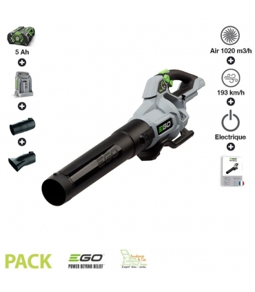 Pack souffleur de feuilles puissant batterie 5ah chargeur rapide EGO LB5804E