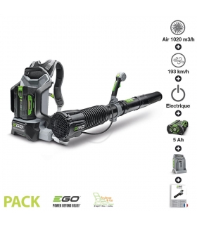 Pack souffleur professionnel 1020m3 heure batterie dorsale 5ah chargeur rapide Ego Power LB6002E