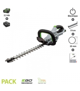 Pack sculpte haies lamier 51cm batterie 56c 2,5Ah et chargeur inclus Ego HT2001E