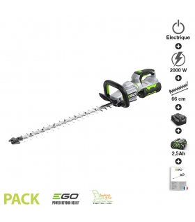 Pack sculpte-haies batterie 2,5Ah et chargeur inclus lame double 66 cm Egopower HT2600E
