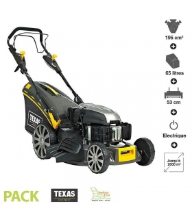 Tondeuse thermique tractée 196 cc 4,9cv démarrage électrique 53cm coupe mulching TEXAS Premium 5370TR/WE Tondeuse thermique tractée 196 cc 4,9cv démarrage électrique 53cm coupe mulching TEXAS Premium 5370TR/WE