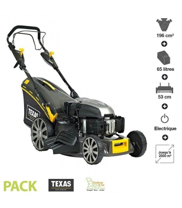 Tondeuse thermique tractée 196 cc 4,9cv démarrage électrique 53cm coupe mulching TEXAS Premium 5370TR/WE