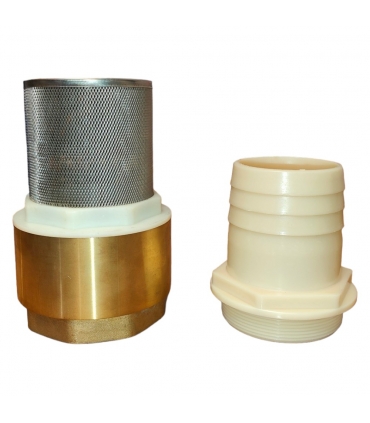 Clapet anti retour laiton avec crépine et manchette pour motopompe 2 pouces