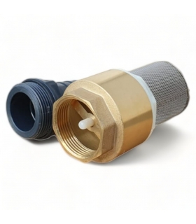 Clapet anti retour en laiton avec crépine et manchette, pour pompe - 1,5 pouces (40 mm) Clapet anti retour en laiton avec crépine et manchette, pour pompe - 1,5 pouces (40 mm)