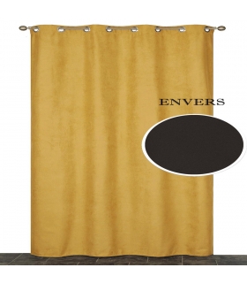 Rideau suédine thermique doublé polaire, Jaune moutarde - 140x240cm prêt a poser, Atout Ciel Rideau suédine thermique doublé polaire, Jaune moutarde - 140x240cm prêt a poser, Atout Ciel