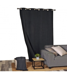 Rideau occultant thermique à œillets, Noir - 140x240cm prêt a poser Atout Ciel