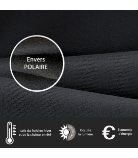 Rideau occultant thermique à œillets, Noir - 140x240cm prêt a poser Atout Ciel