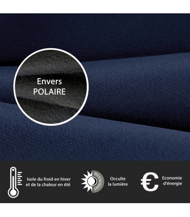 Rideau occultant thermique à œillets, Bleu indigo - 140x240cm prêt a poser Atout Ciel