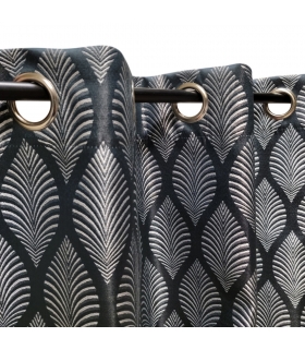 Rideau  fantaisie 100% occultant à œillets, Gris anthracite - 140x240cm prêt a poser Atout Ciel Rideau  fantaisie 100% occultant à œillets, Gris anthracite - 140x240cm prêt a poser Atout Ciel