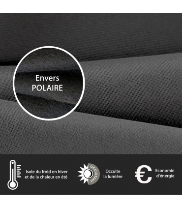 Rideau occultant thermique à œillets, Gris foncé - 140x240cm prêt a poser Atout Ciel