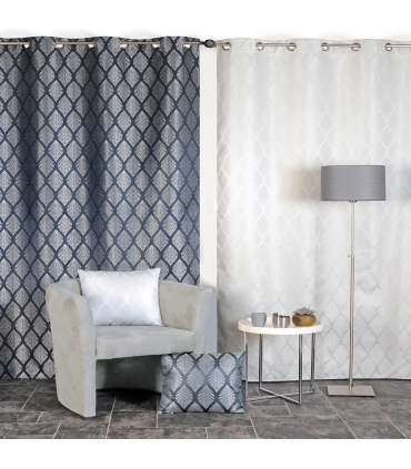Rideau  fantaisie 100% occultant à œillets, Gris anthracite - 140x240cm prêt a poser Atout Ciel