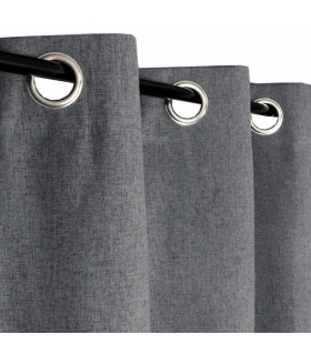 Rideau 100% occultant à œillets, Gris anthracite - 140x240cm prêt a poser Atout Ciel