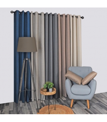 Rideau 100% occultant à œillets, Gris anthracite - 140x240cm prêt a poser Atout Ciel
