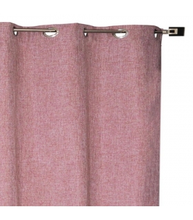 Rideau thermique effet lin chiné doublé polaire ton sur ton à œillets, Bordeaux - 135x240cm prêt a poser Atout Ciel