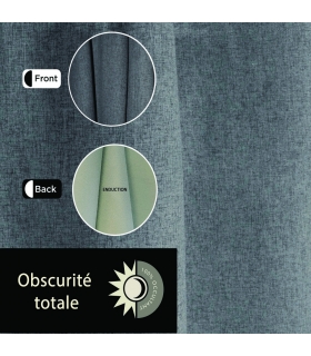 Rideau 100% occultant à œillets, Gris anthracite - 140x240cm prêt a poser Atout Ciel