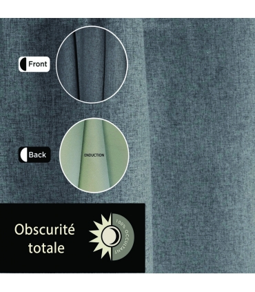 Rideau 100% occultant à œillets, Gris anthracite - 140x240cm prêt a poser Atout Ciel