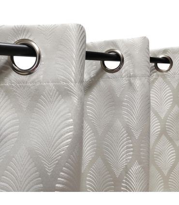 Rideau fantaisie 100% occultant à œillets, Beige - 140x240cm prêt a poser Atout Ciel