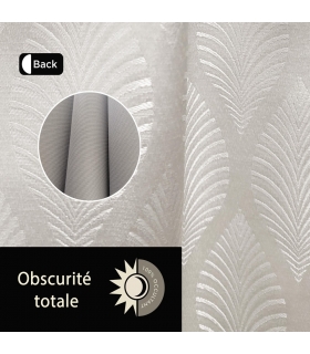Rideau fantaisie 100% occultant à œillets, Beige - 140x240cm prêt a poser Atout Ciel