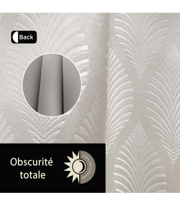 Rideau fantaisie 100% occultant à œillets, Beige - 140x240cm prêt a poser Atout Ciel