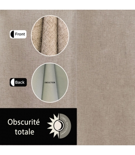Rideau 100% occultant à œillets, Taupe - 140x240cm prêt a poser Atout Ciel