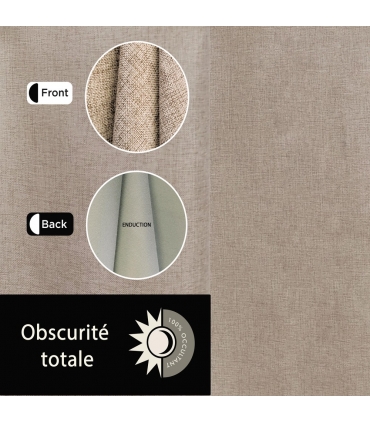 Rideau 100% occultant à œillets, Taupe - 140x240cm prêt a poser Atout Ciel