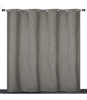 Rideau thermique effet lin chiné doublé polaire ton sur ton à œillets, Gris - 135x240cm prêt a poser Atout Ciel