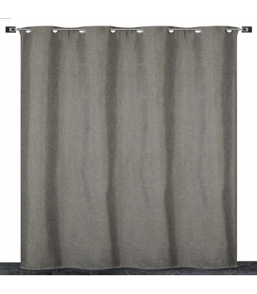 Rideau thermique effet lin chiné doublé polaire ton sur ton à œillets, Gris - 135x240cm prêt a poser Atout Ciel