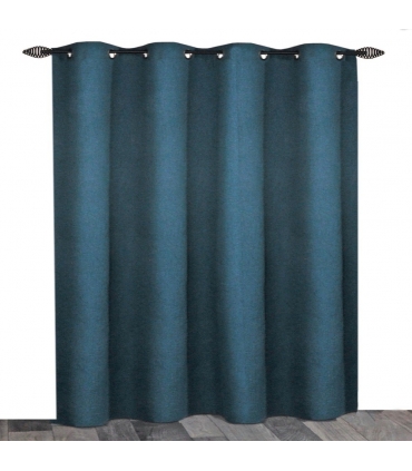 Rideau 100% occultant à œillets, Bleu pétrole - 140x240cm prêt a poser Atout Ciel