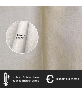 Rideau thermique effet lin chiné doublé polaire ton sur ton, Beige - à œillets 135x240cm prêt a poser Atout Ciel Rideau thermique effet lin chiné doublé polaire ton sur ton, Beige - à œillets 135x240cm prêt a poser Atout Ciel