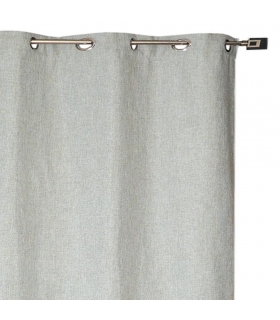 Rideau thermique effet lin chiné doublé polaire ton sur ton à œillets, Kaki clair - 135x240cm prêt a poser Atout Ciel