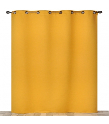 Rideau occultant à œillets, Jaune moutarde - 140x240cm prêt a poser Atout Ciel