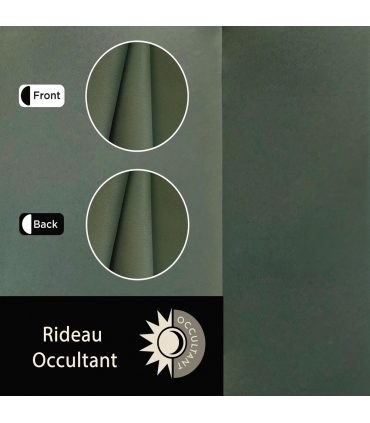 Rideau occultant à œillets, Kaki - 140x240cm prêt a poser Atout Ciel